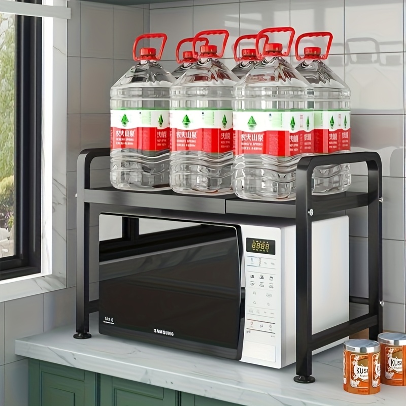 Microwave Oven Rack, Expandable Microwave Oven Rack for Countertop Kitchen Utensil and Tableware Storage, with 6 Hooks, Carbon Steel Microwave Oven Shelf Countertop with Hooks - Mother's Day Gift for Wife - Kitchen Storage 8 Microwave Oven Rack, Expandable Microwave Oven Rack for Countertop Kitchen Utensil and Tableware Storage, with 6 Hooks, Carbon Steel Microwave Oven Shelf Countertop with Hooks - Mother's Day Gift for Wife - Kitchen Storage - Image 8