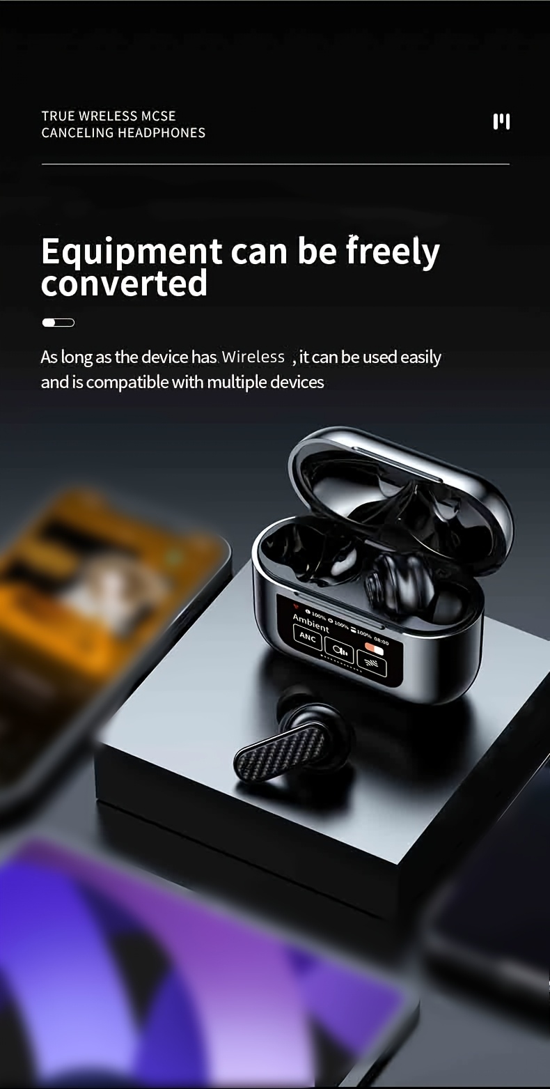1 pair yw08   smart wireless earbuds active noise cancelling   sound usb charging type c volume control compatible with phones with polymer lithium battery for adults details 10