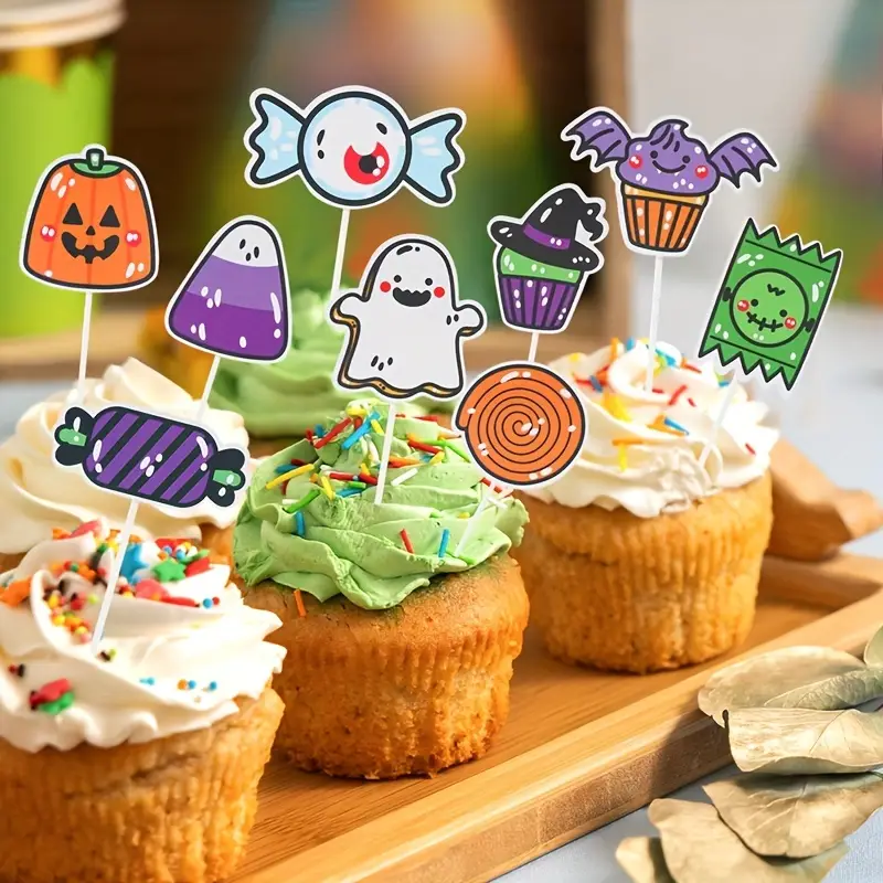Décoration de gâteau Happy Halloween, fantôme, citrouille, chauve-souris, chat, épouvantail, Cupcake Toppers, drapeau de fête, décor de gâteau de Baby Shower Décoration de gâteau Happy Halloween, fantôme, citrouille, chauve-souris, chat, épouvantail, Cupcake Toppers, drapeau de fête, décor de gâteau de Baby Shower