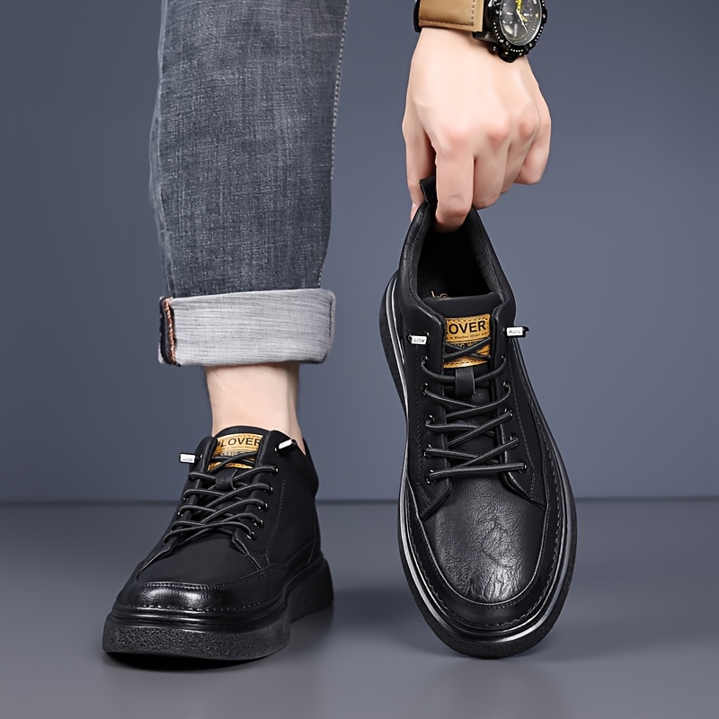 Men's Mid-Top Casual Sneakers - Lace-Up Design with Textured Finish & Chunky Platform Sole Comfortable Durable Footwear for Daily Casual, Streetwear & Weekend Wear