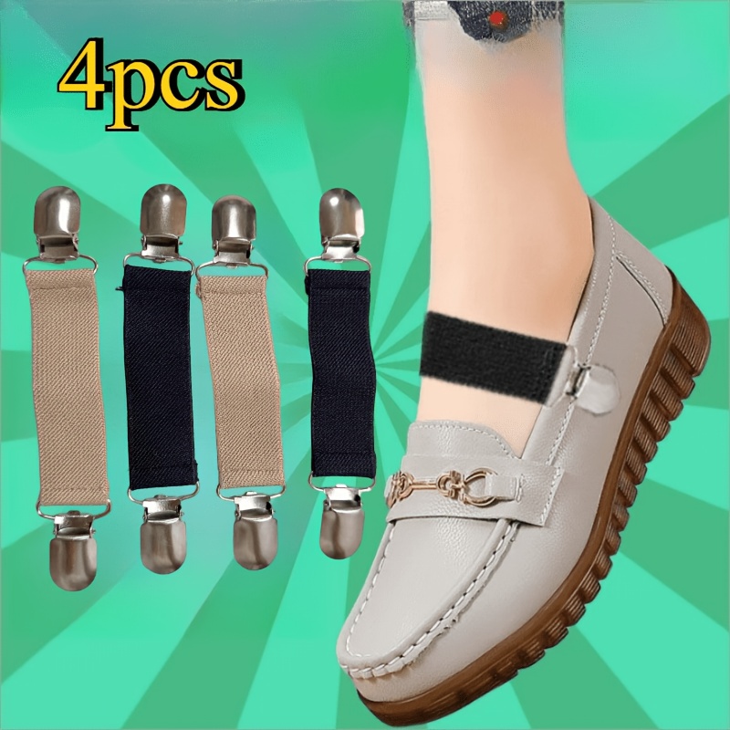 TEMU 4pcs Attaches de Talon Élastiques Ajustables en Couleurs Aléatoires, Antidérapants pour Sandales, Pantoufles, Talons Hauts, Chaussures