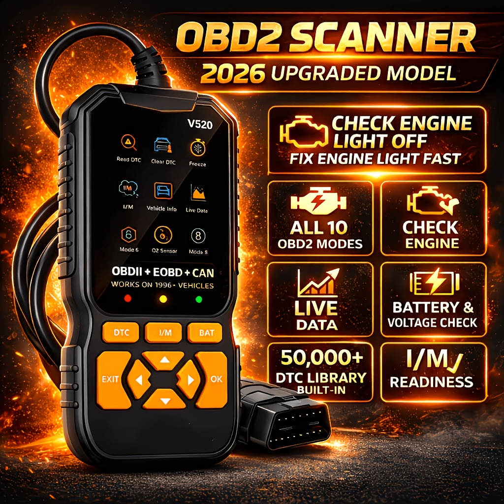 TEMU Heavy-duty Scanner Professional Car Diagnostic Tool Supports Check Engine Light Detection, Real-time Data, Freeze Frame, I/m Readiness -