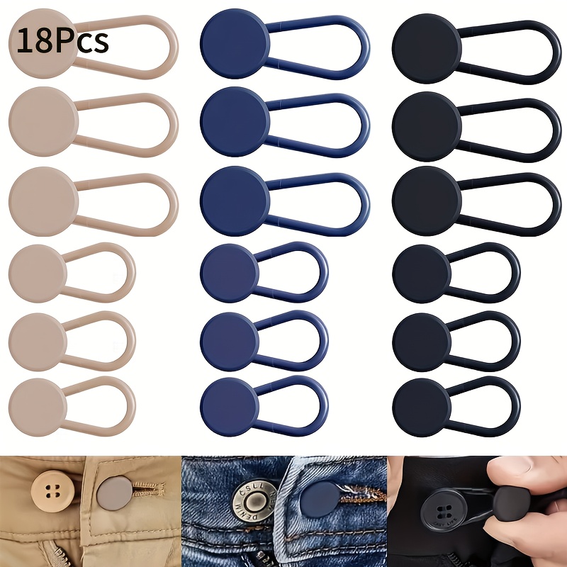 18/20pcs "" Seamless Jeans Waist Extender | Adjustable Belt Extender, Increases .56 Cm, Suitable For Everyone, In Coffee, Blue, And Black