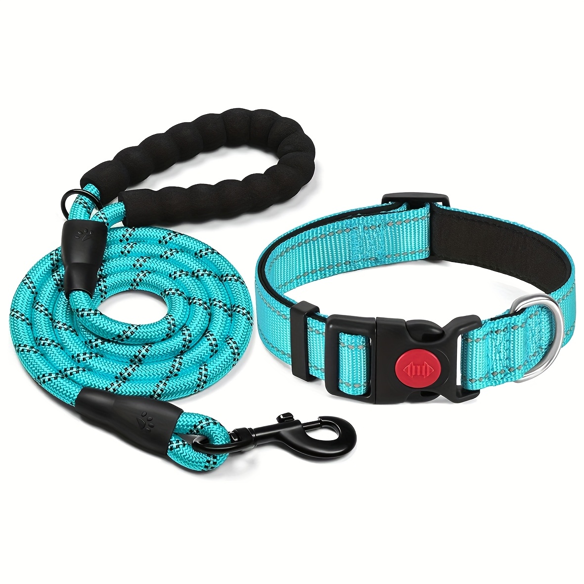 Reflective Breathable Dog Collar and Lead Set, Adjustable Leash