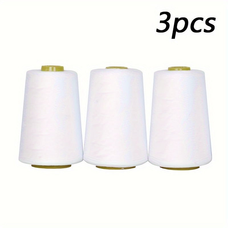 

3pcs White Polyester Sewing Thread Spools, Multi-purpose Overlock Serger Sewing Machine Thread, 402 Black Edge Wax Embroidery Thread, For Garment Stitching