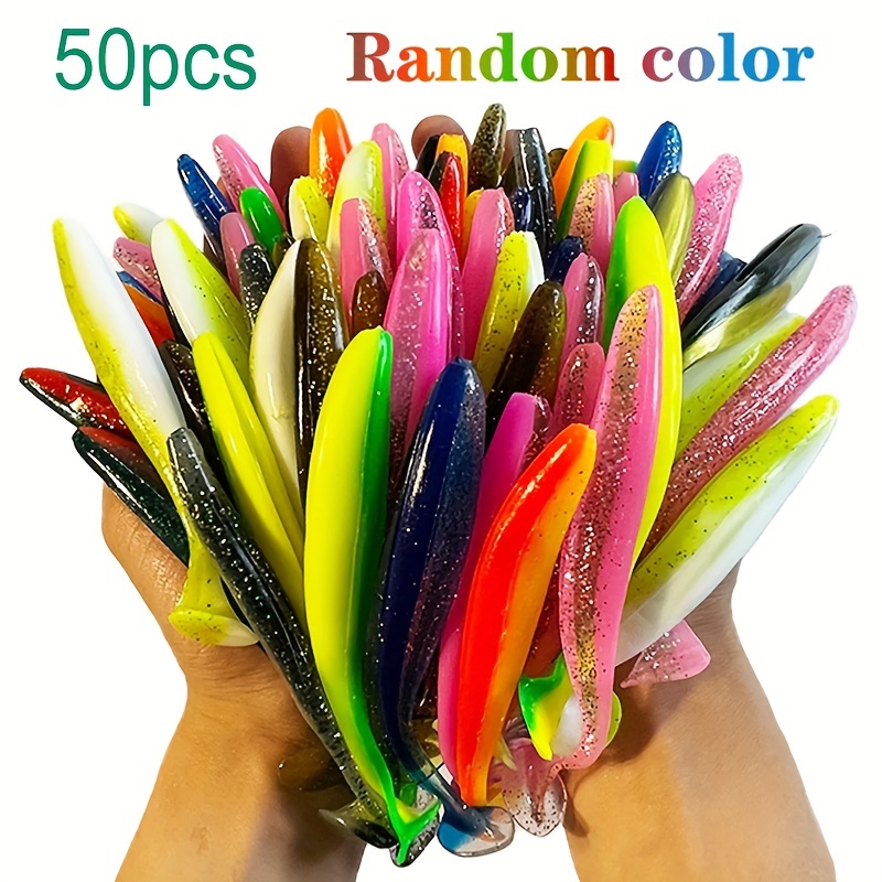 

50 Pieces Of Plastic Lures T-tail - Suitable For Bass And - Pvc - Bag