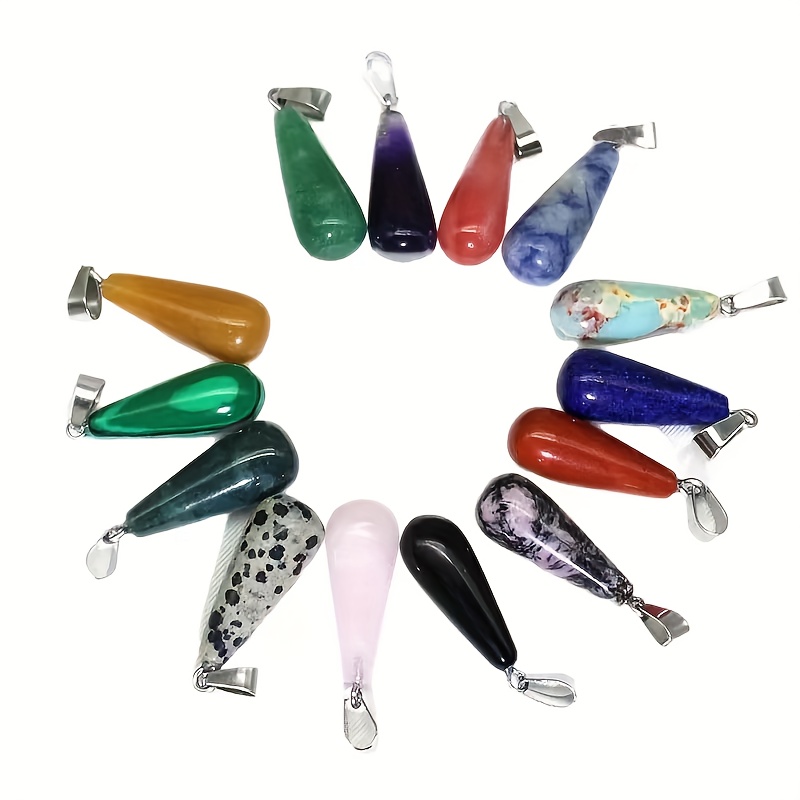 10pcs Natural Stone Long Teardrop Pendants for Jewellery