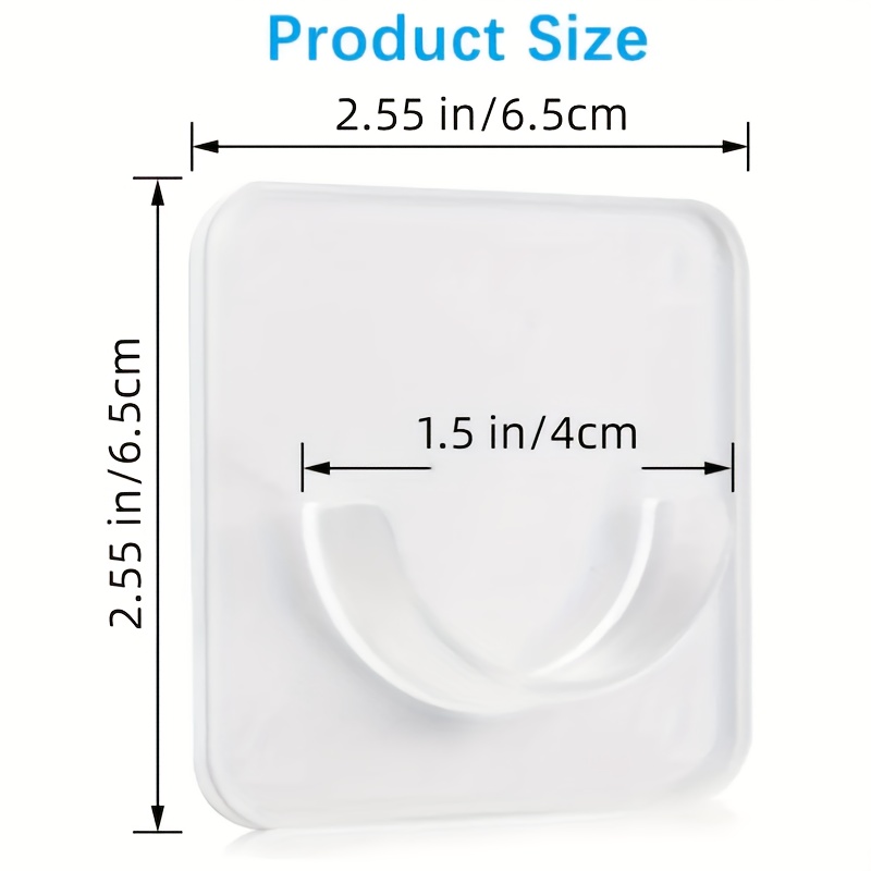 TEMU 2pcs No-drill Adhesive Curtain Rod Brackets - Transparent Abs Plastic Wall-mounted Shower & Window , , Damage-free Wall Removal, Suitable For