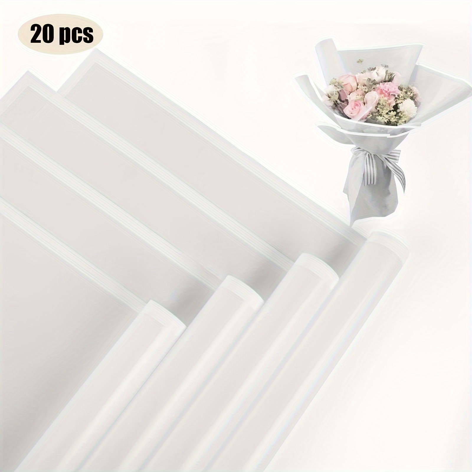 E-shop 20 Blatt 22,8 x 22,8 Zoll Blumen Geschenkpapier, Wasserdichtes Bouquet Geschenkpapier, Goldrand-Koreanische Floristen-Bouquet Zubehör, Geeignet