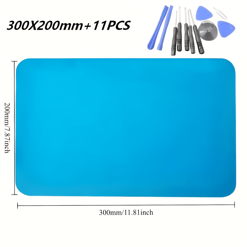 TEMU 300Mm X 200Mm avec 11 outils (Tapis de réparation électronique de haute qualité, tapis de travail de soudure isolant et résistant à la chaleur,