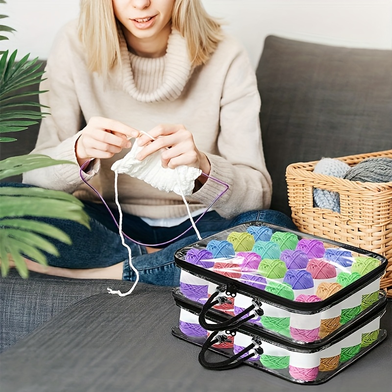 6pcs Yarn Storage Solutions with Handle Attached Transparent Mesh Bags