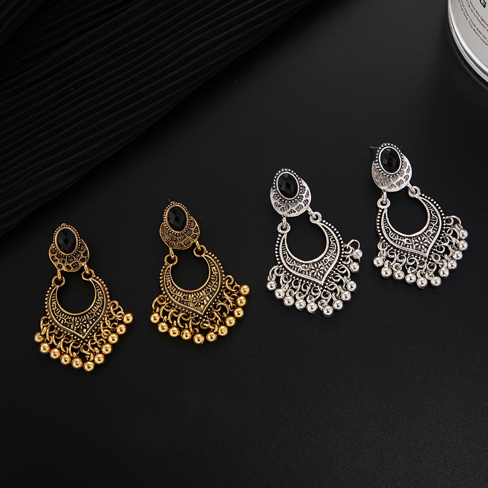 

European And Drop Fashion Earrings Alloy Retro Exotic Style Earrings With Beads And Tassel Earrings