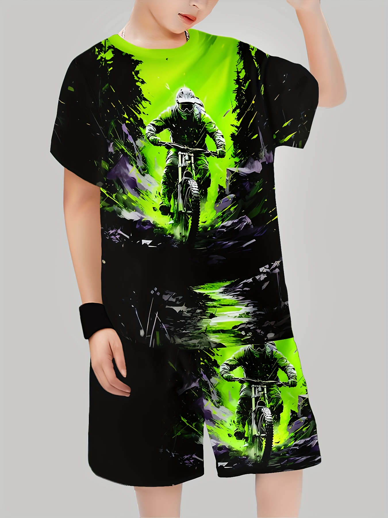 boys' 3d outfit set short sleeve t shirt shorts Temu Germany