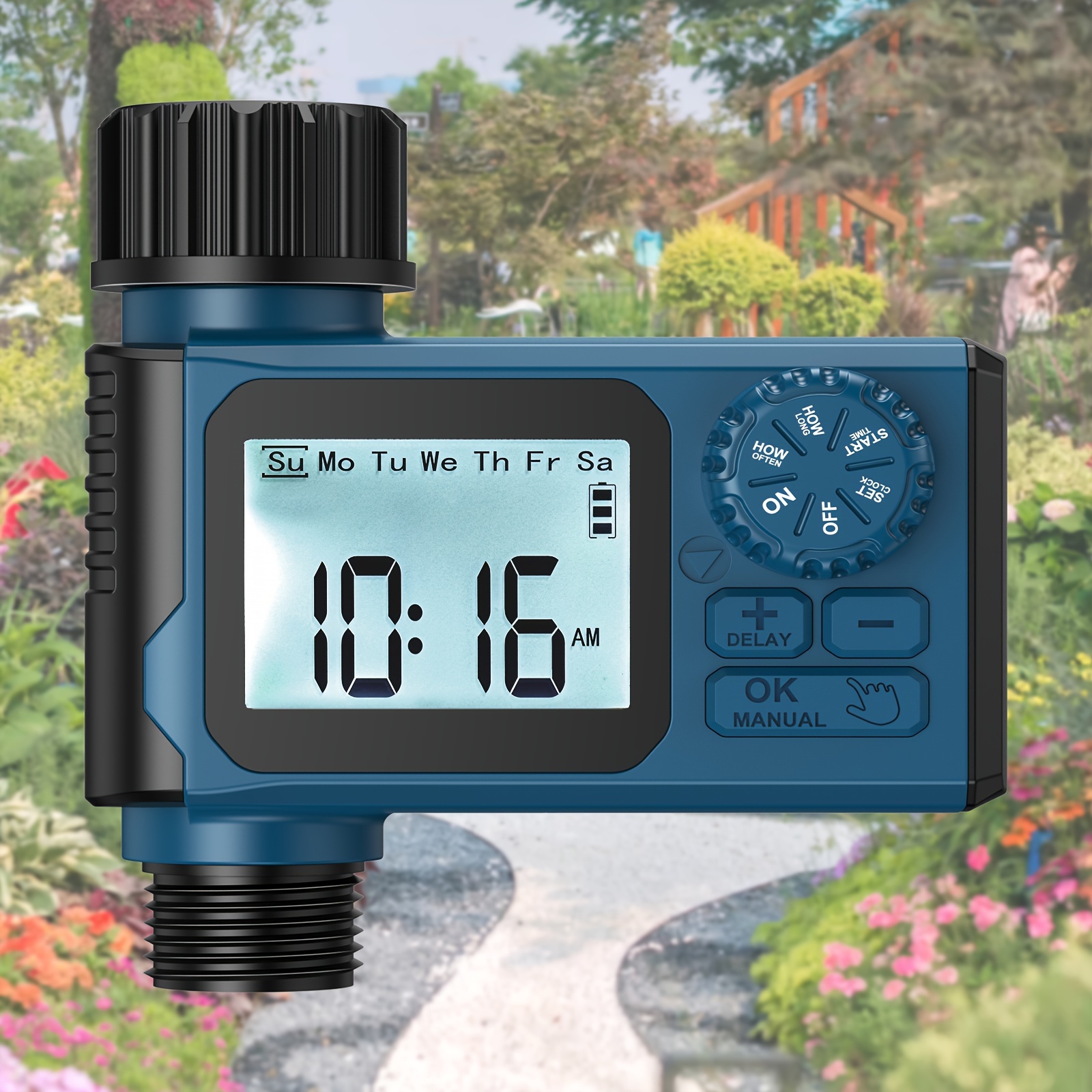 

Programmable Digital Irrigation Water Timer, Water Timer With Rain Delay/manual Watering System, Sprinkler Timer For Garden/outdoor Hose, Yard, Lawns, Blue-black/yellowish Green/ Green/