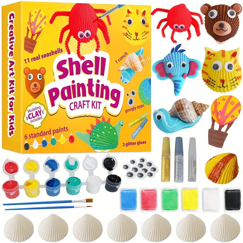 

Pigipigi Sea Shell Painting : Art Craft Toy Gift For Toddler Boy Girl 4 9 12 Year Old - Creative Diy Art Supplies For Birthday Christmas Easter Party Game Activities