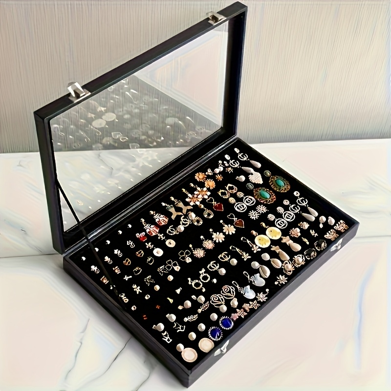 transparent jewelry storage box   leather display case for earrings rings necklaces bracelets exquisite gift organizer with snap closure multi compartment   lined   organizer storage jewelry boxes Product details 2