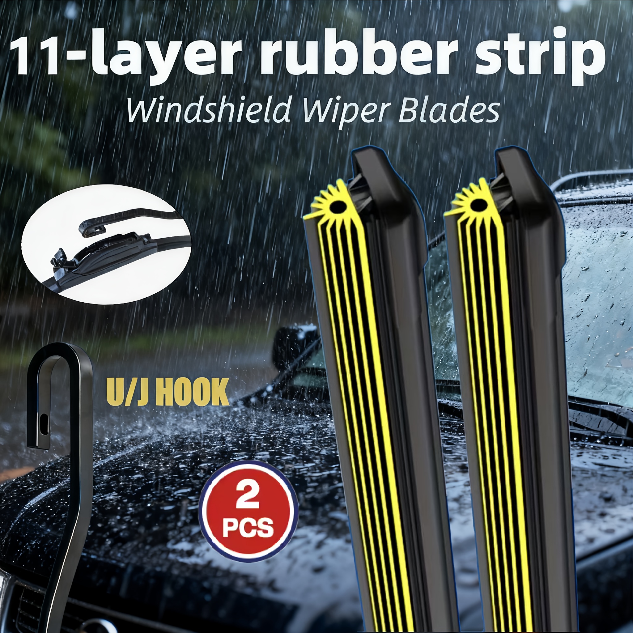 TEMU Car Front Windshield Wiper Blade 11-layer Rubber Strip Wiper Blade Fit / Type, Silicone Boneless Wiper Blades, Lhd & Rhd Automotive Replacement