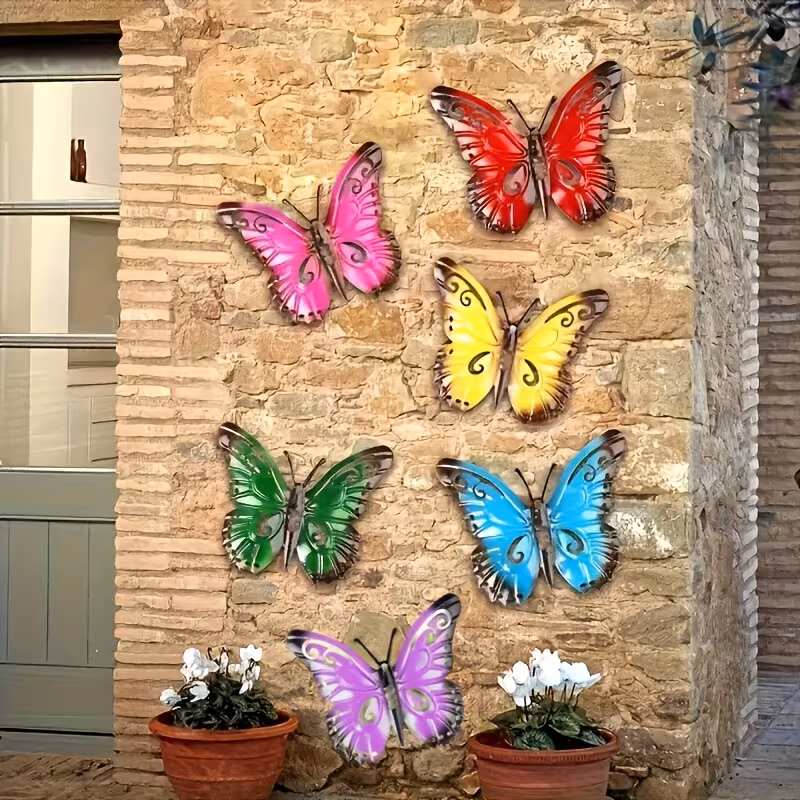 6 wall art colorful garden wall decor outdoor indoor metal craft ornament decoration details 1