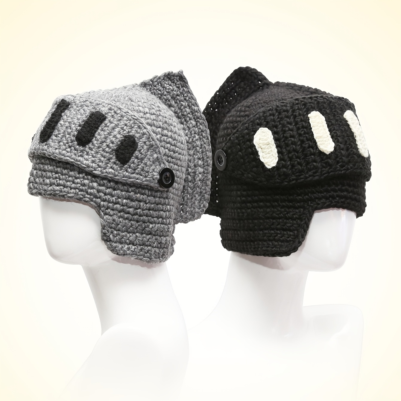 

A Helmet-shaped Beanie Roman Knights, Handcrafted From Knitted Yarn, Winter , Unisex, Suitable For Role-playing.