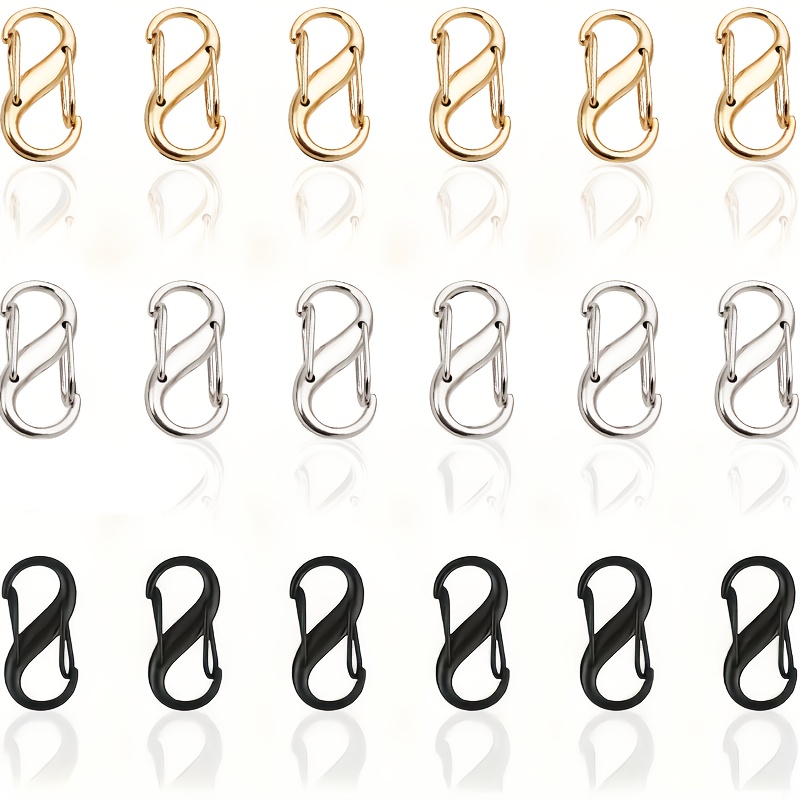Set Of 18 Alloy Carabiner Clips With Dual - And Flexible Keychain Carabiners Suitable For Keys And Other Additions, Convenient Mini Carabiner Replacements In Black, Golden, And Silvery