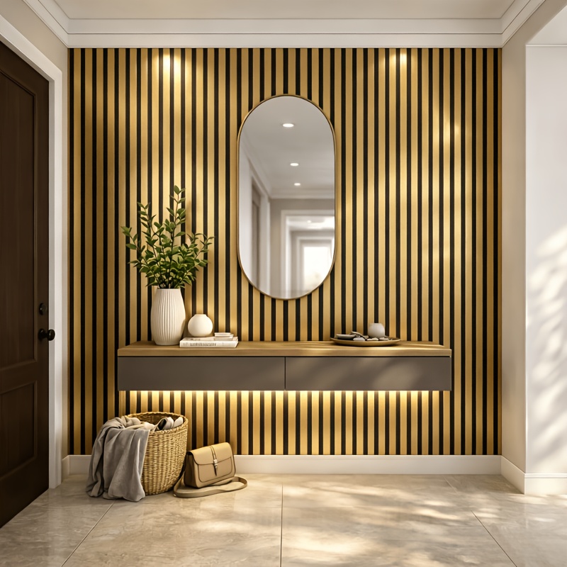 TEMU 1 Roll/ 2 Rolls Thick Self-adhesive Golden And Silvery 3d Mirror End Wall Panels - Peel-and-stick Wall Coverings, , Perfect For Tv Backgrounds,