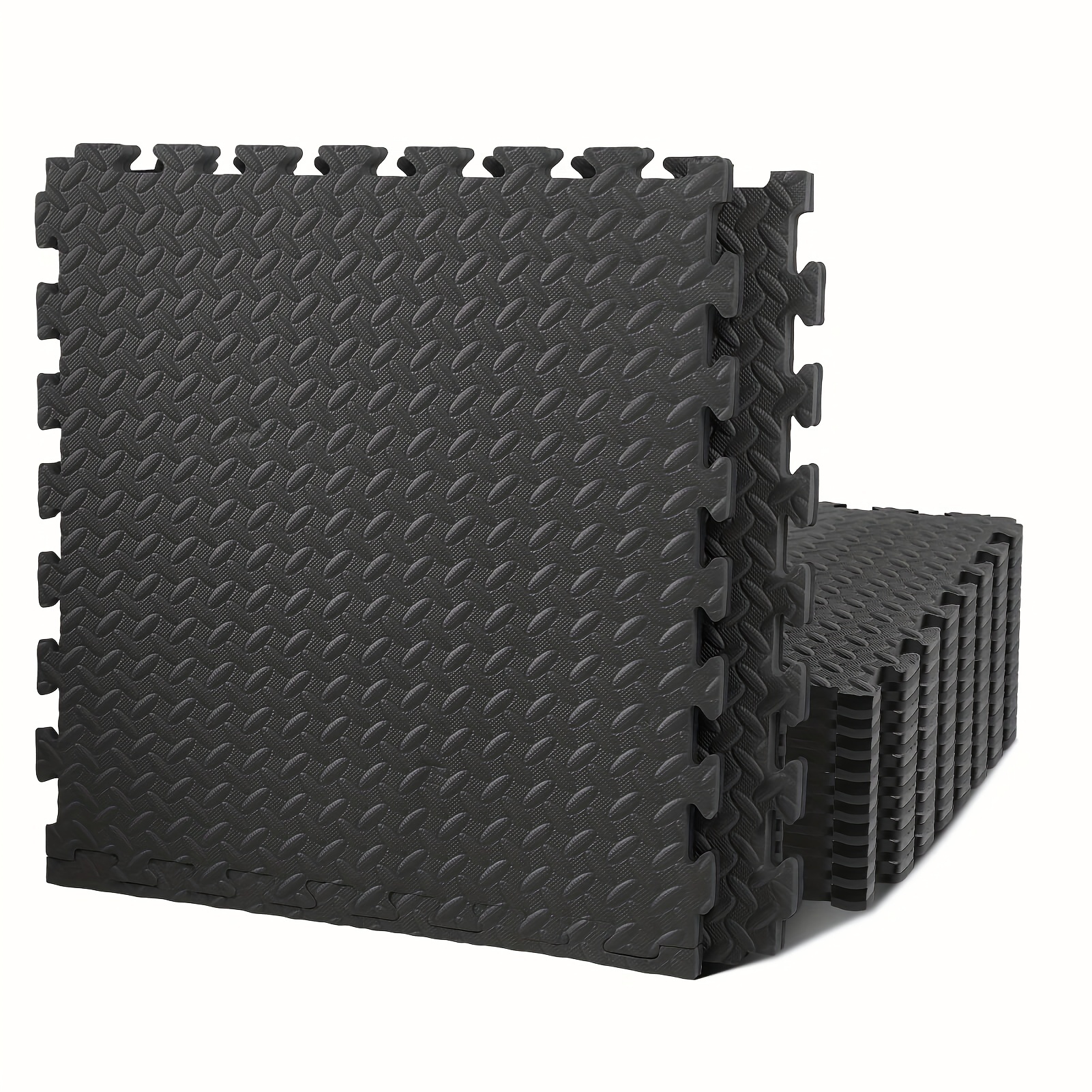 TEMU 1 Inch Thick 48 Sq Ft High Density Eva Foam Exercise Gym Mats 12pcs - Interlocking Puzzle Floor Tiles For Home Gym Heavy Workout Equipment Flooring