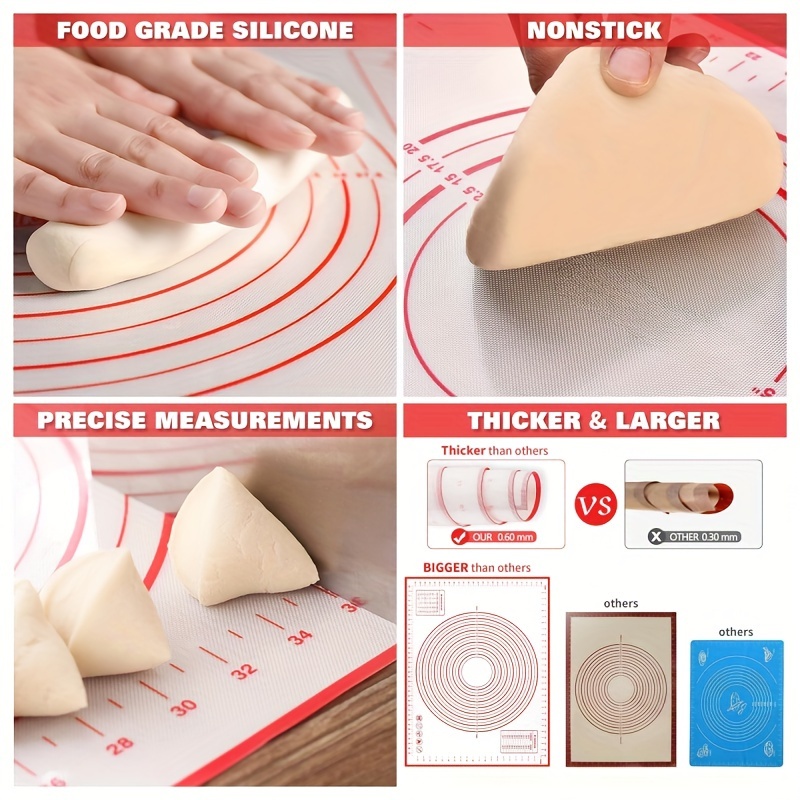 1pc silicone pastry mat non slip baking mat with measurements multifunctional silicone baking sheet reusable dough rolling mat pie crust mat kneading mats placement mats baking tools kitchen stuff details 4