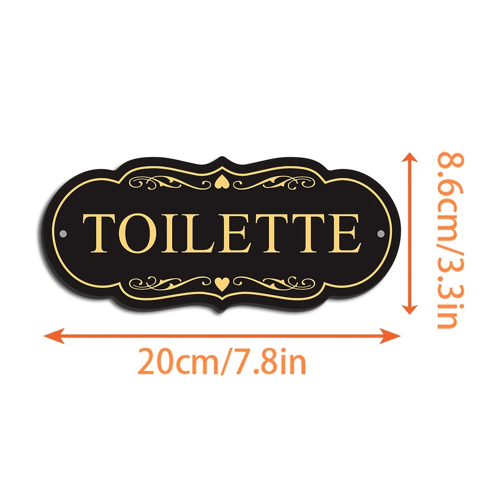 Image of [2d Flat] Bathroom Toilet Sign Wall Decor - Decorative Restroom Sign With Strong Adhesive And Pre-drilled Holes For - Premium Acrylic Material, Waterproof, Fade-resistant, Weatherproof