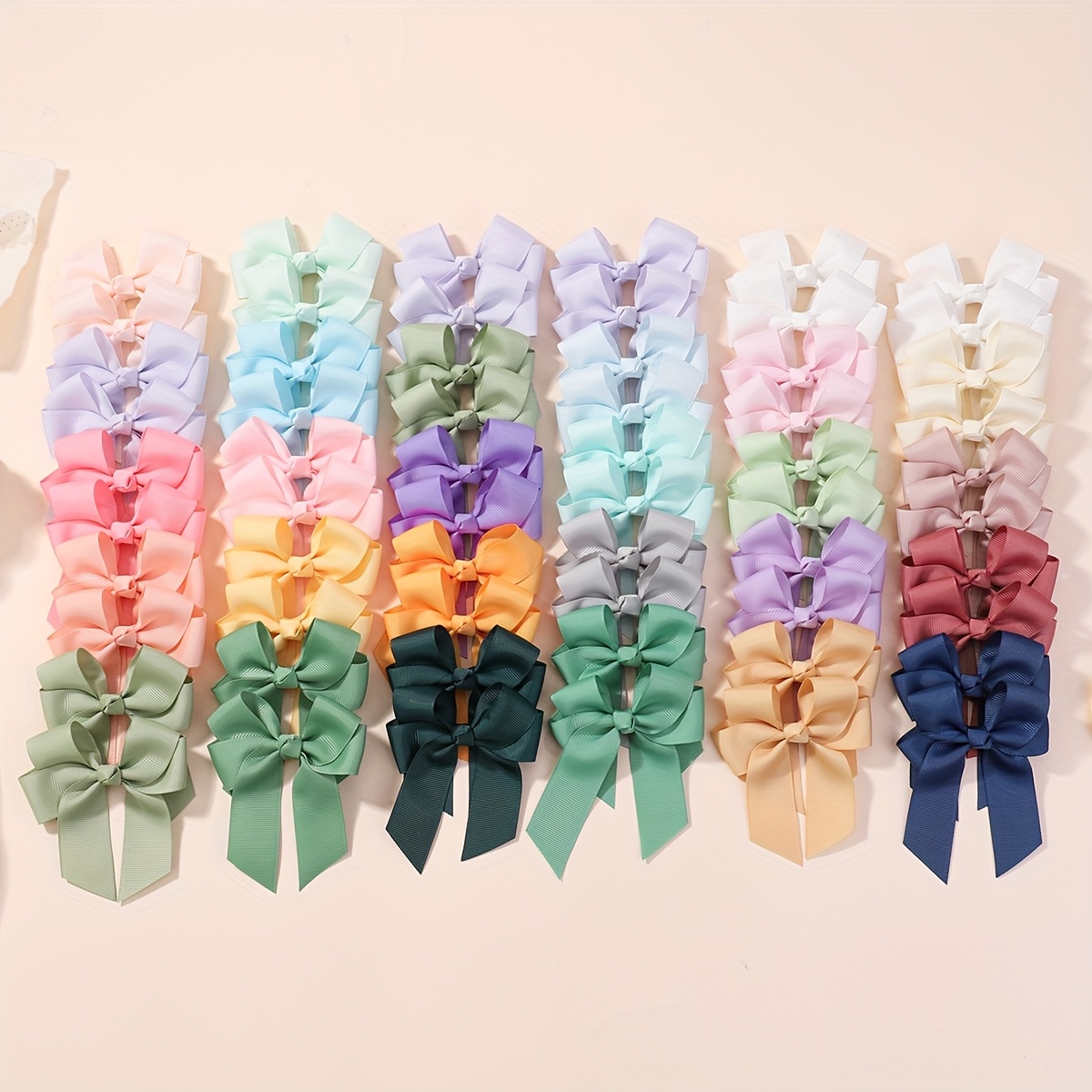 TEMU A Set Of 30 Macaroon-colored Bow Hair Clips, Suitable For Everyday Wear And Travel, In Random Colors