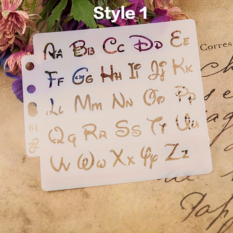 E-shop Vorgedruckte Alphabet-Nachzeichnungsschablonen - Langlebiger Kunststoff mit A-Z Buchstaben, Zahlen & Symbolen für DIY-Bastelarbeiten,