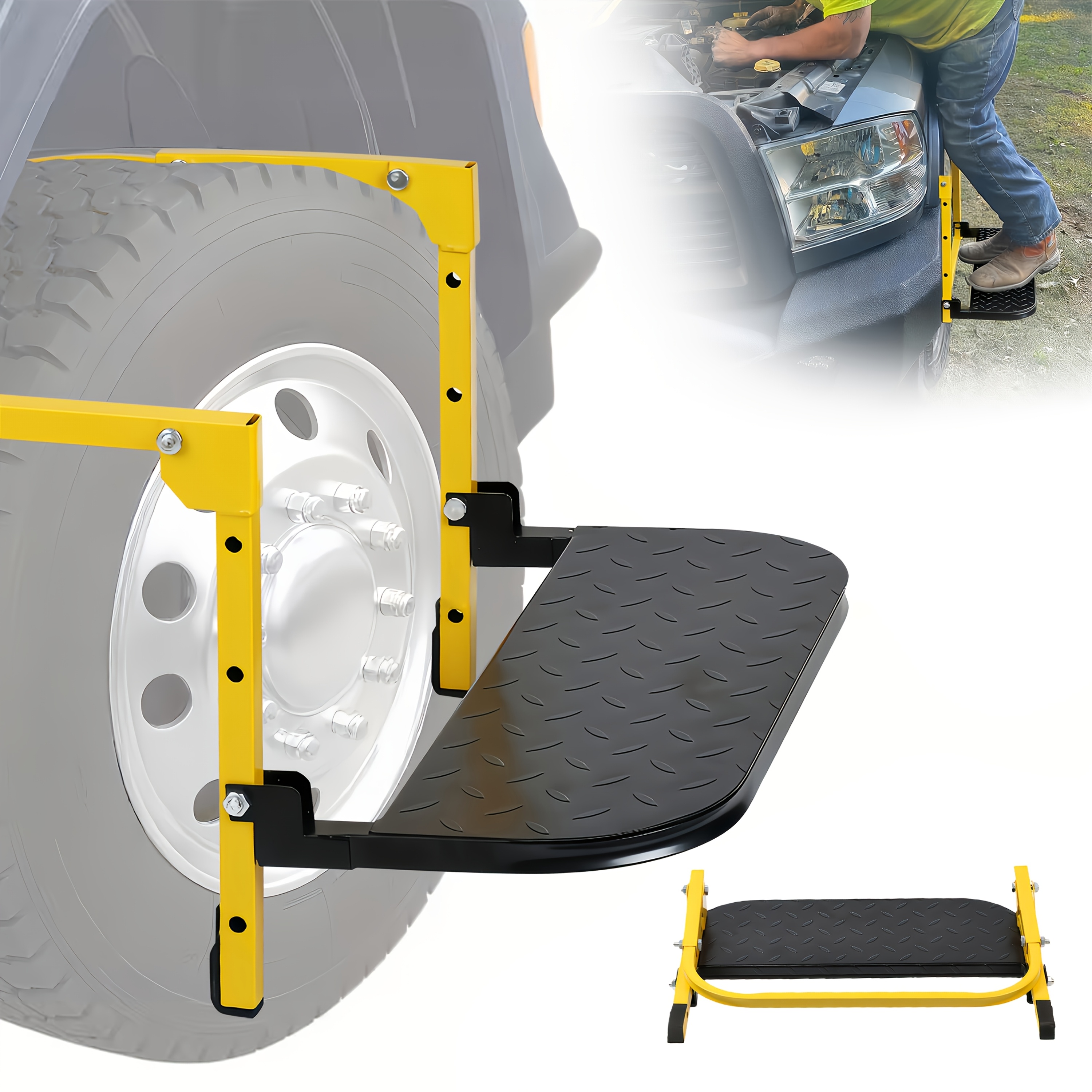 TEMU Portable Adjustable Tire Step Anti-slip Pedal, Truck Additions, Men's Repair Tool, Height And Width Adjustable, Suitable For Rvs, Suvs, And