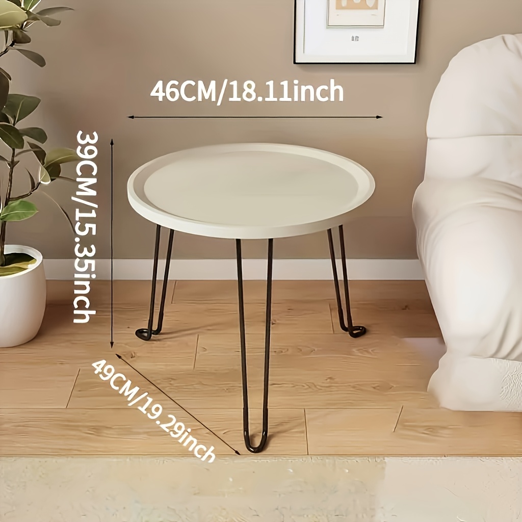 Folding Round Coffee Table, Small Space Side Table, Portable Foldable End Table For Living Room, Balcony, Patio