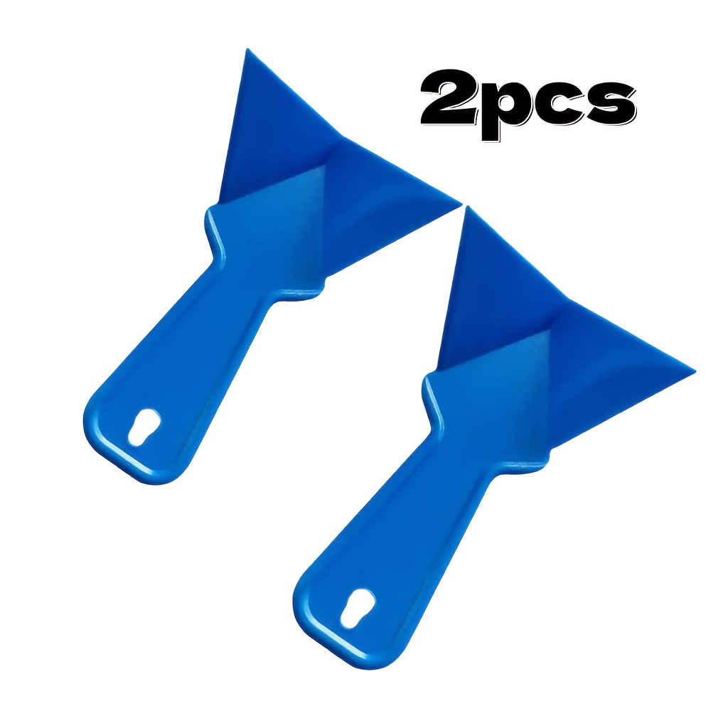 Image of [2pcs] Heavy-duty Drywall Corner Scraper - Triangular Plastic Putty Knife For Stucco/tile/floor Trimming, Ergonomic Handle For Precise Spreading & Smoothing (durable Construction)