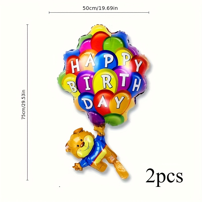Vibrant Birthday Party Decorations, Set Of 2 Parachute Bear Balloons, Themed Supplies For Teddy Bear Celebrations, Suitable For Boys And Girls, Perfect For Birthdays