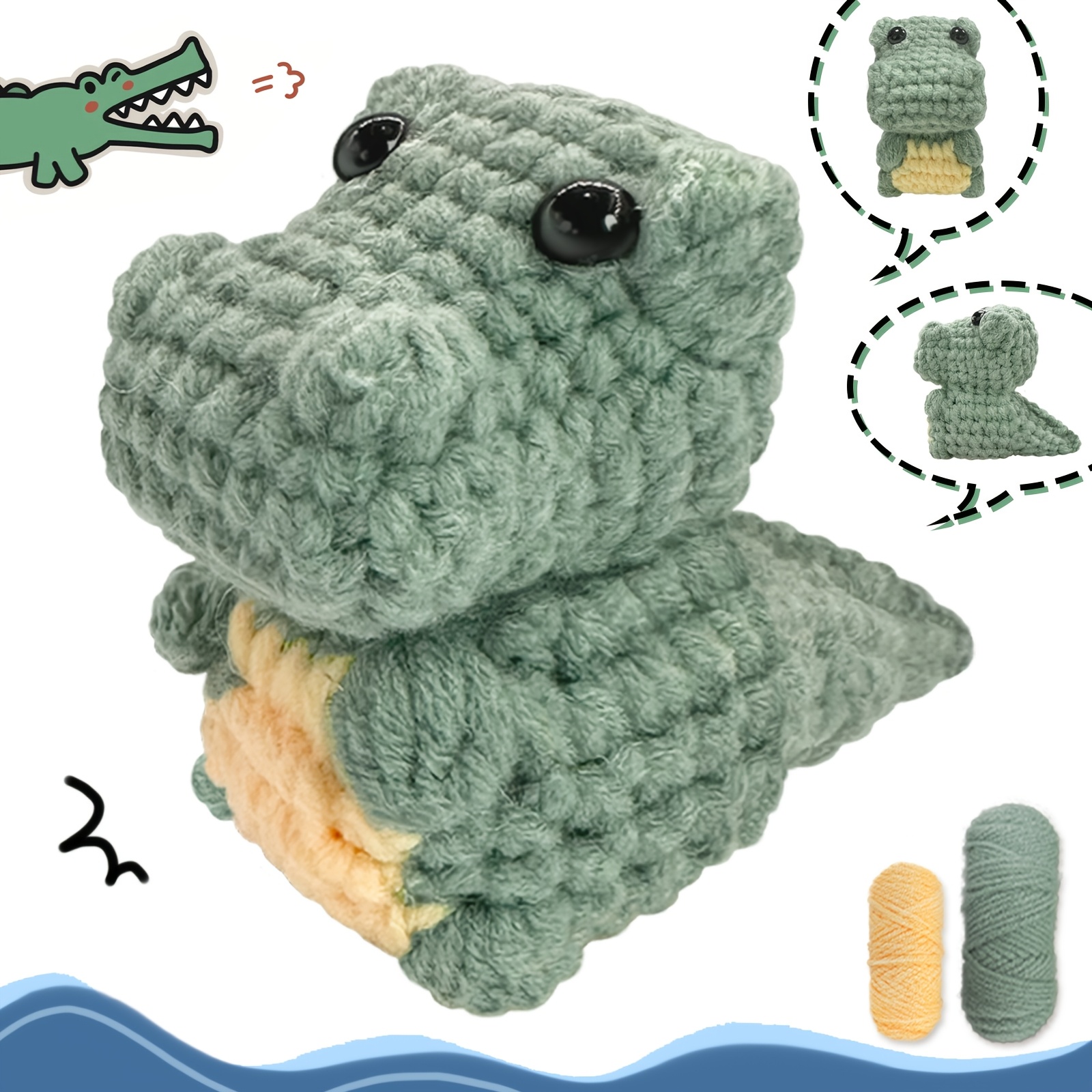 

Yamaxin Crochet Alligator Kit For Beginners – 1pc Mini Amigurumi Alligator, Yarn With Complete Crochet Tools -by-step Video – Soft Yarn Ideal For All