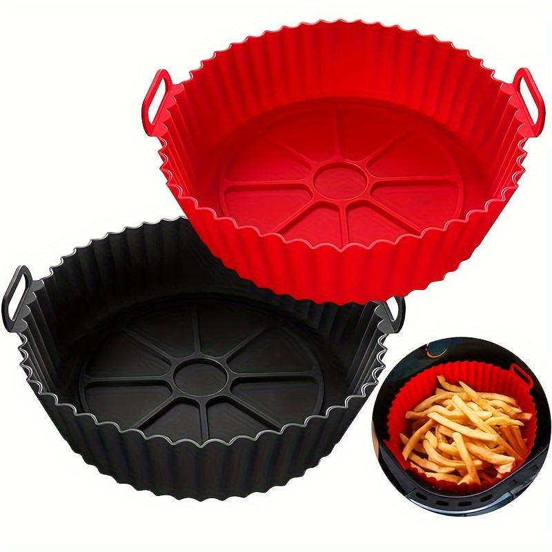 

Set Of 2 - 8" Non-stick, Reusable Silicone Liners For Air Fryers, Perfect For 3-5 Qt Baskets - Compatible With Ninja Models, Ideal For Oven & Microwave Use