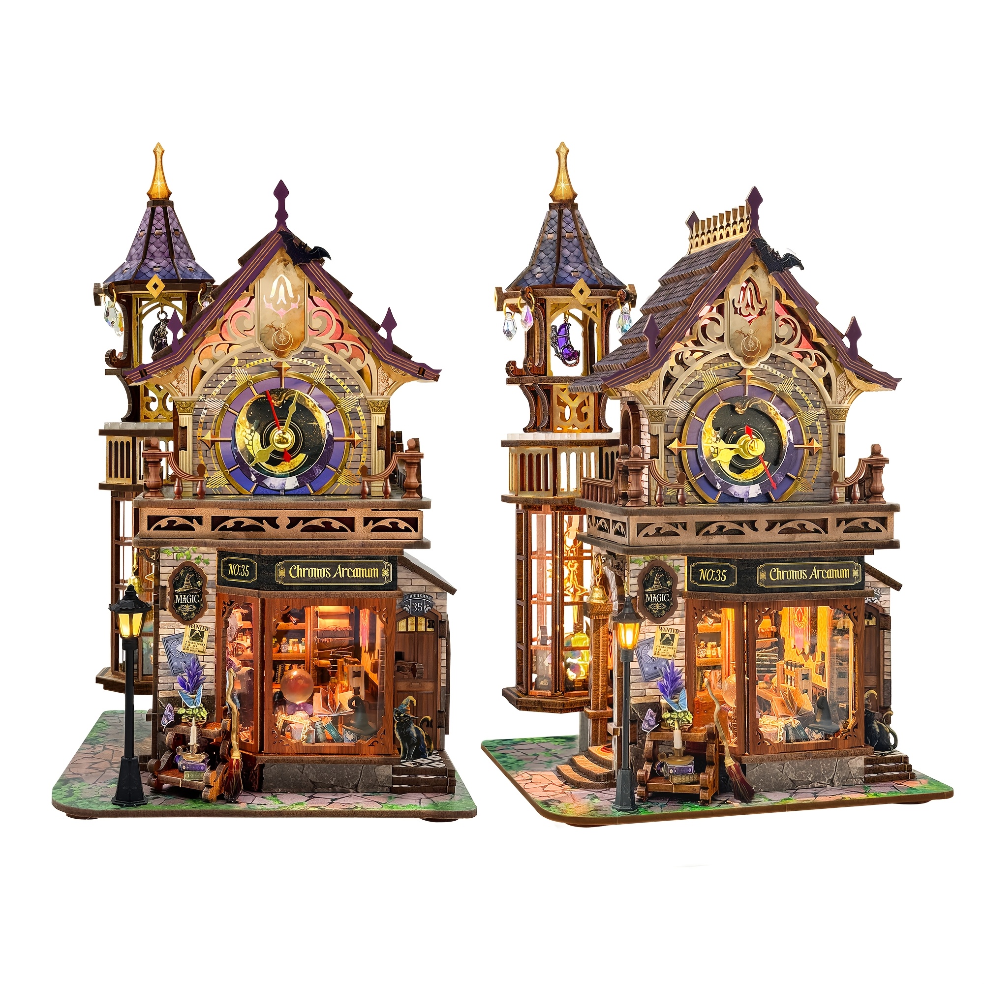 TEMU Support de Livre et Cabane Modèle de Construction DIY - Puzzle 3D en Bois Adapté à la Décoration de Bureau, Présentoir à Livres à Assembler,