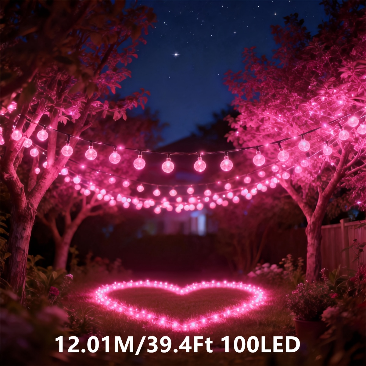 E-shop Eine Solar-Ballon-Lichterkette, 100/50/20 Glühbirnen, 8 Beleuchtungsmodi, LED-Lichterketten, Außendekoration für Hof und Rasen,