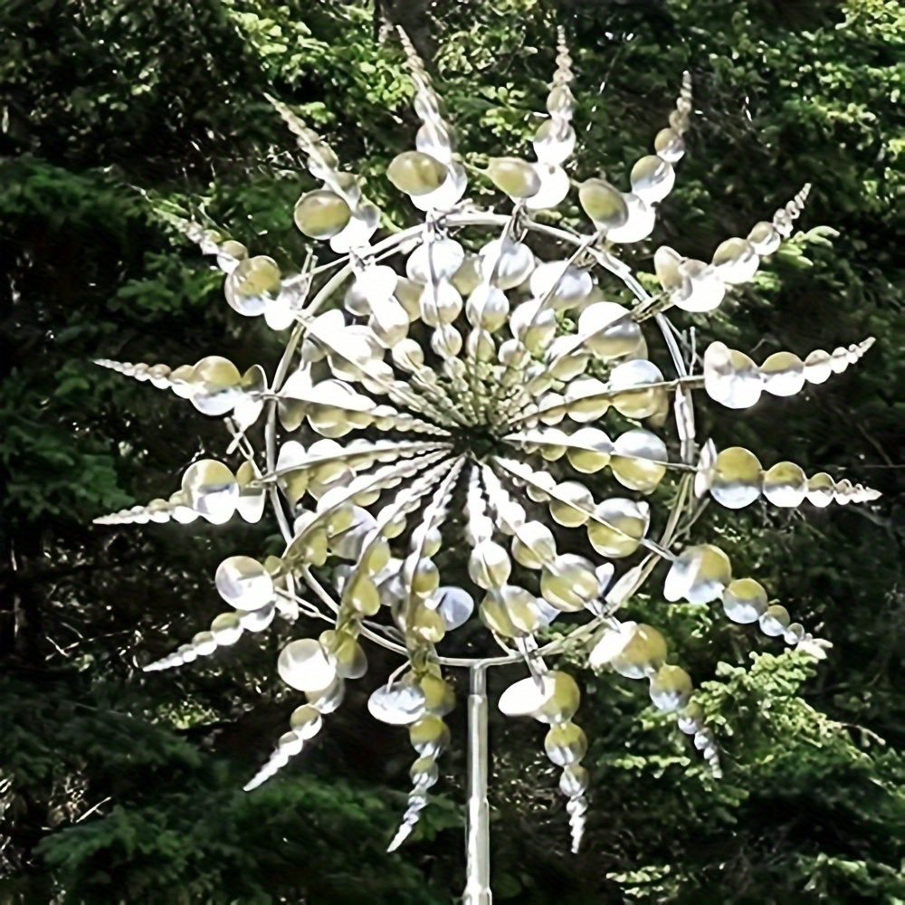 

Unique And Magical Metal Windmill, 3d Kinetic , Lawn Solar Metal Wind Wind For Yard And Garden, Wind Metal Outdoor Patio Decoration Wind (silvery)