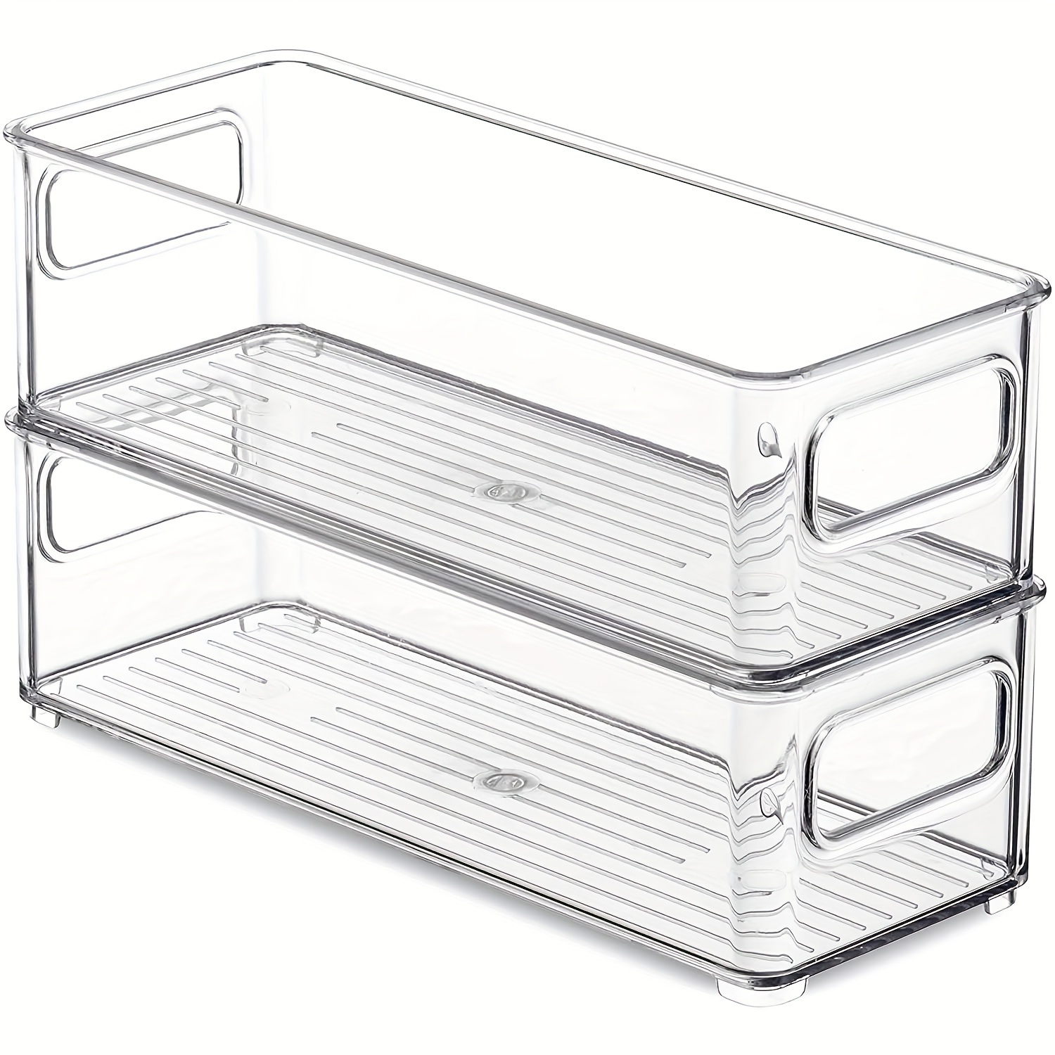 TEMU Boîte de rangement pour réfrigérateur, ensemble de 2 pièces avec poignées, conteneur de rangement pour garde-manger 25,5X10X7Cm