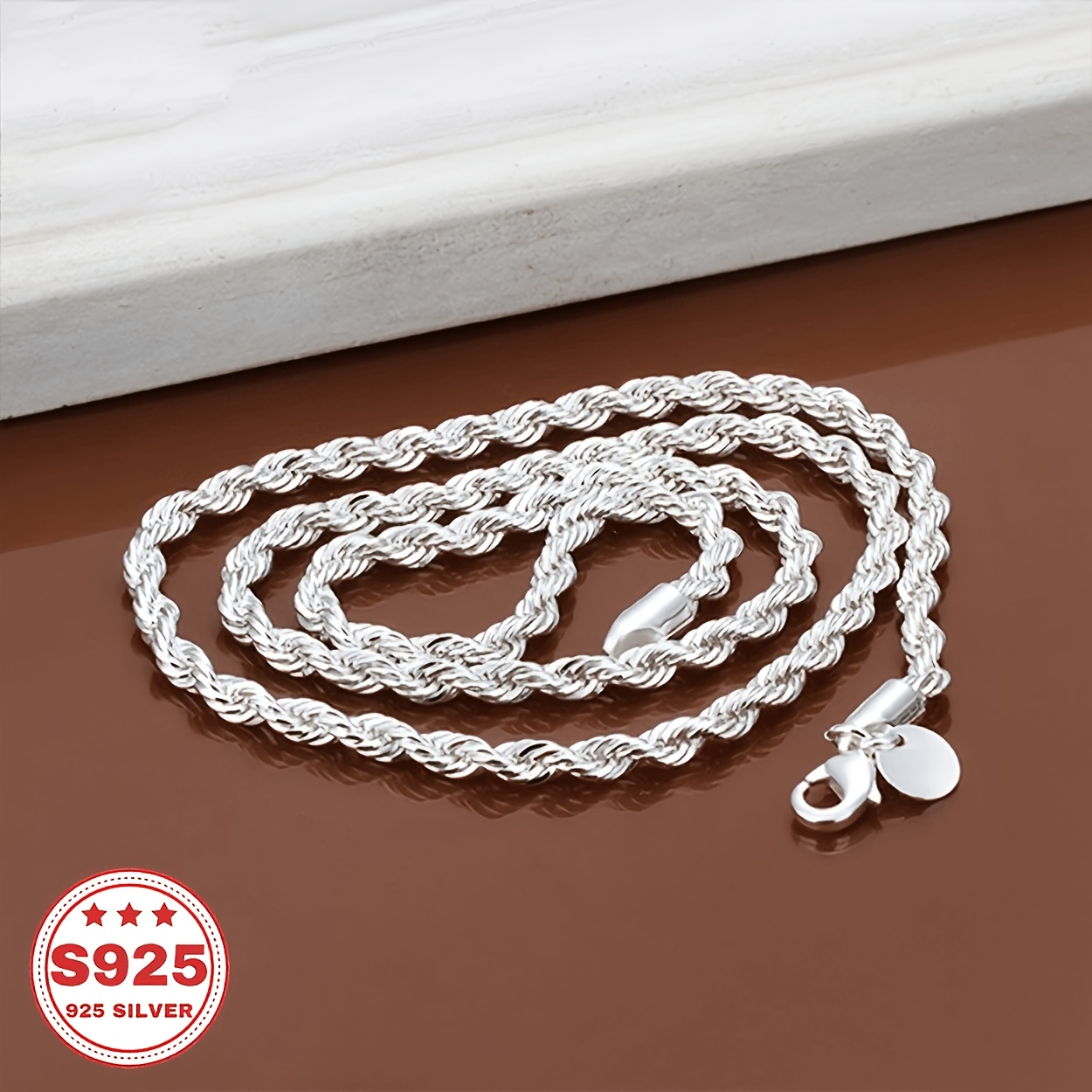 925 Silver Twisted Necklace, Light Luxury Fashion