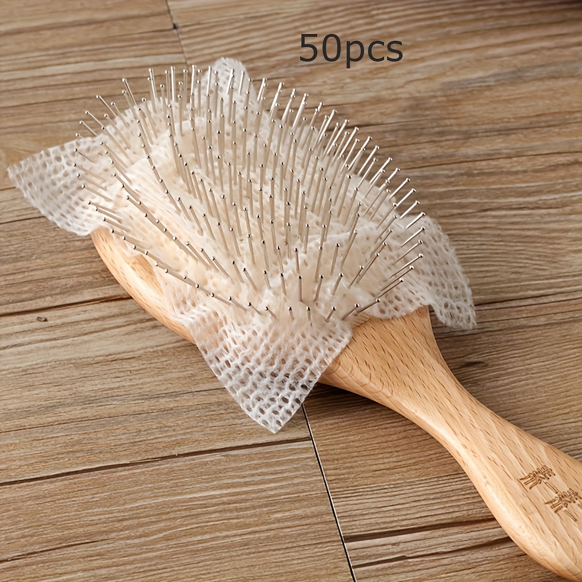 Image of 50pcs Air Cushion Comb Cleaning Nets - Versatile Hairbrush Cleaner For Home & Outdoor Use, No Batteries Required