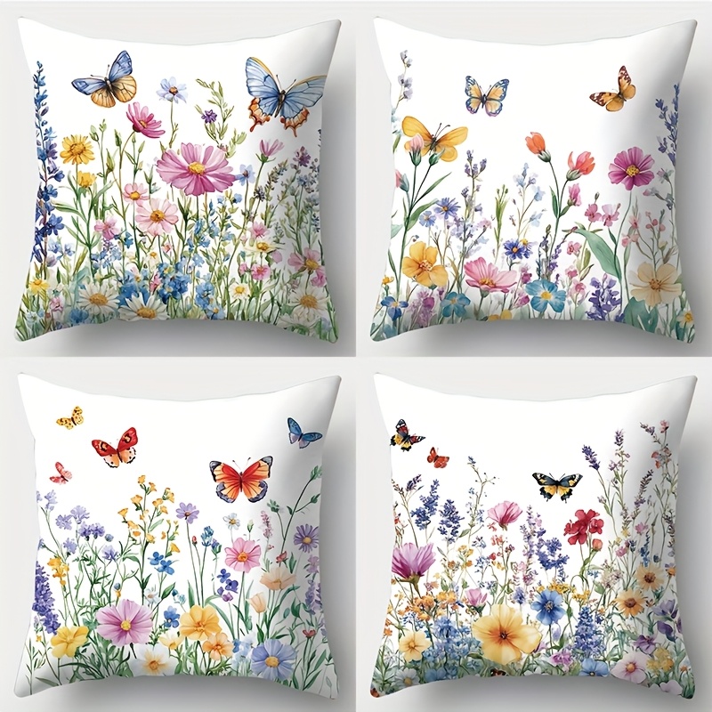 TEMU 4pcs, Soft Pillowcases With Beautiful Floral Patterns, 17.72 X 17.72 Inches, Comfortable Matching, Practical And Beautiful, Unique And Exquisite