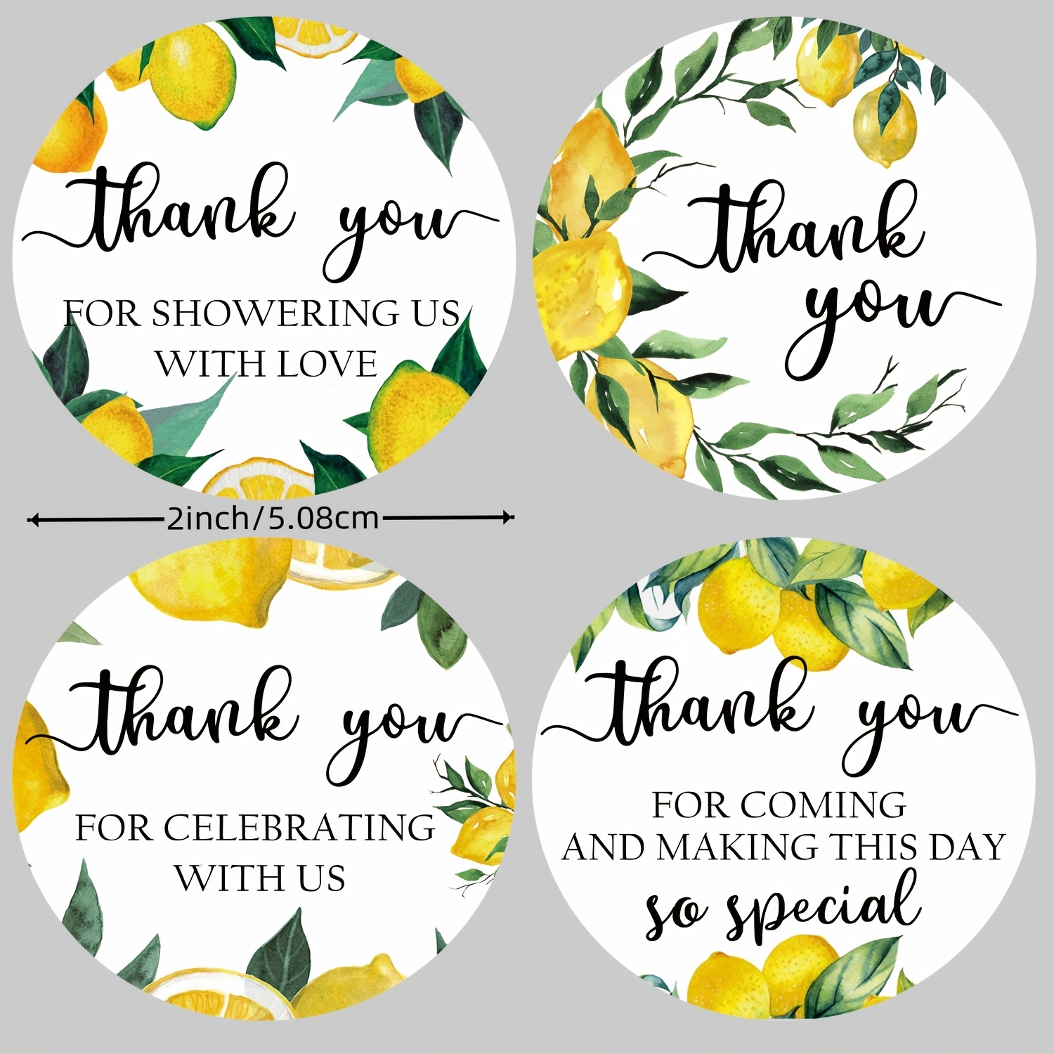 

100pcs Of Lemon Thank You Stickers, Wedding Bride Gifts Birthday Party Decoration Watercolor Party Gift Bag Label Decoration, Stickers