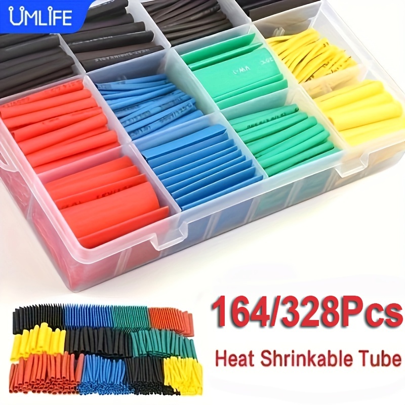 

UMLIFE 164/328pcs 2:1 Tube de Réduction Thermique Isolation Polyoléfine de Tube Câble de Fil