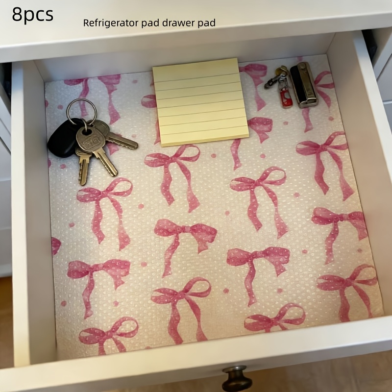 E-shop 4 Stück/8 Stück Dicke Schleifenmuster Kühlschrankunterlage, EVA-Material, Rutschfeste Kühlschrankunterlage - Kühlschrankauskleidung, Rutschfeste