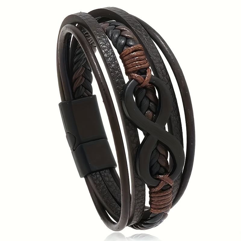 Men's Wolf Head PU Leather Bracelet Casual Jewelry