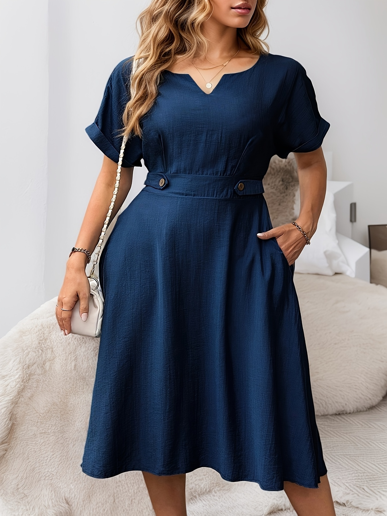 navy blue plus size dress sold on Temu United States