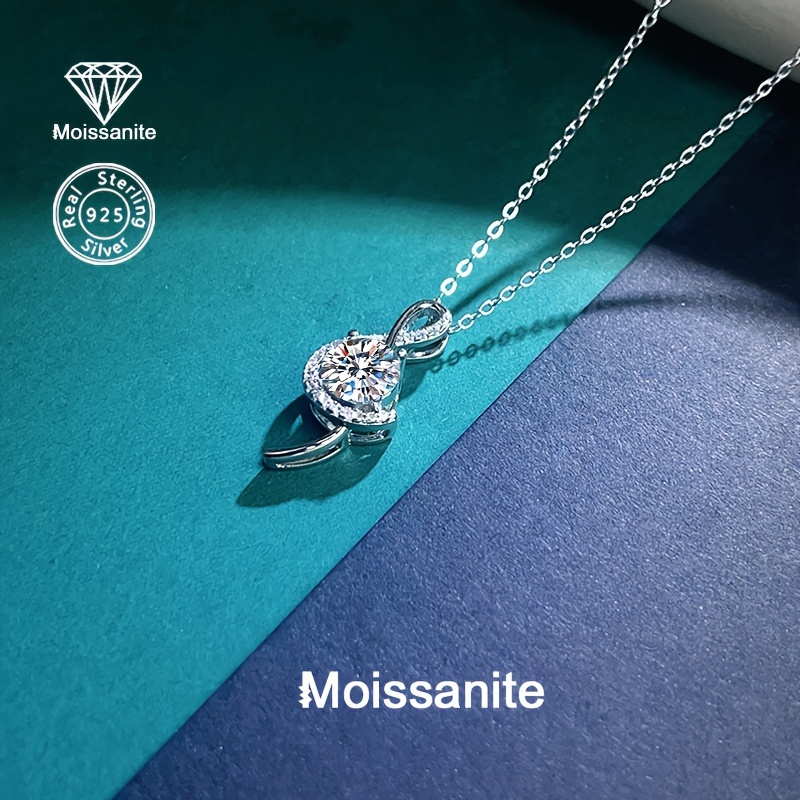 925 Silver Musical Note Pendant Necklace with Moissanite