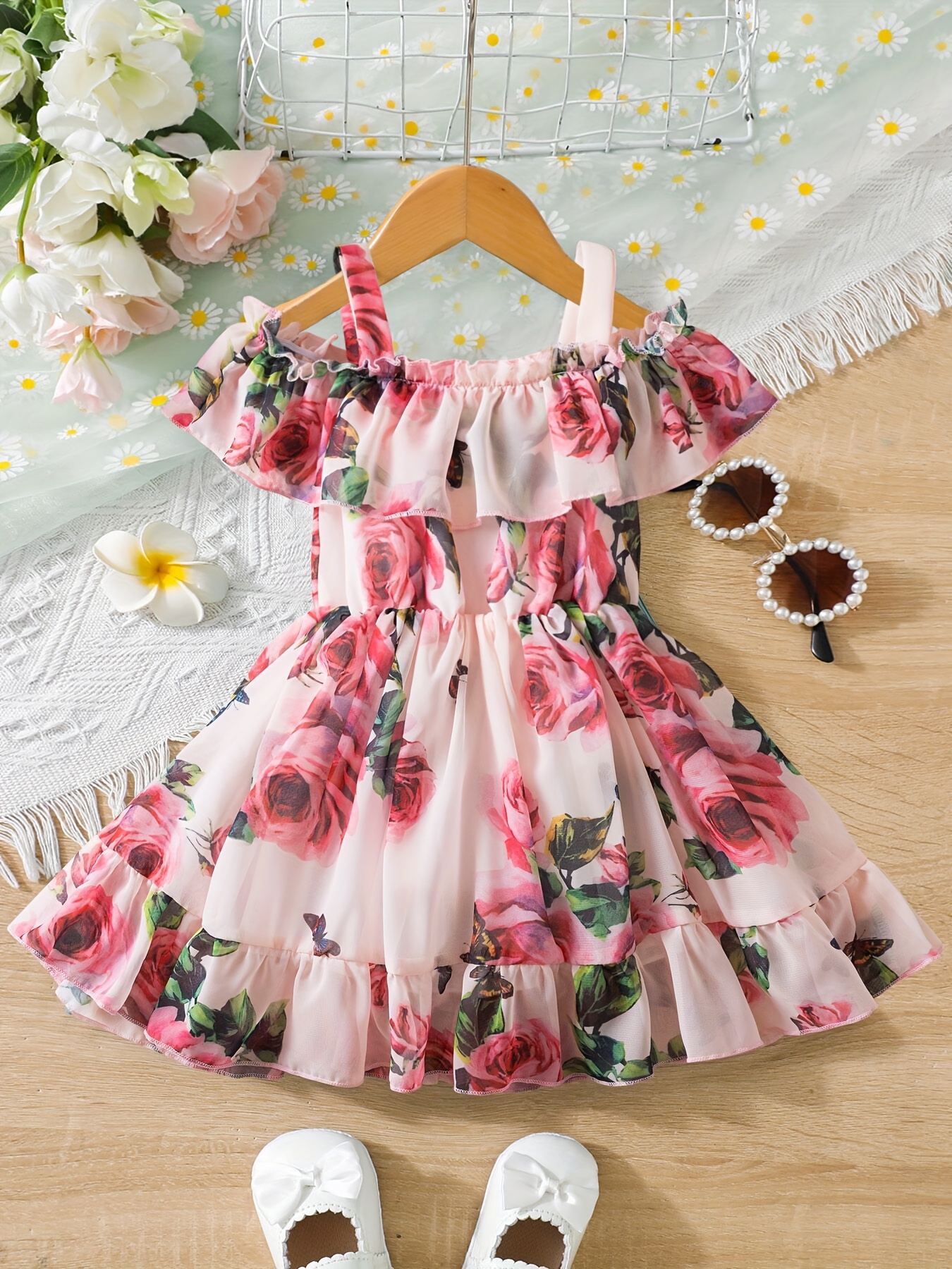 vestido bohemio flores niñas hombros descubiertos Temu Ecuador